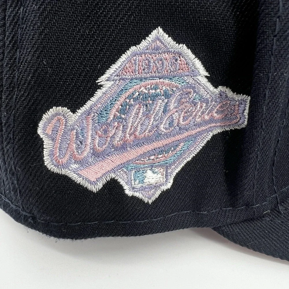 New Era 59FIFTY New York Yankees Fitted Hat 7 1/2 Pink UV World Series Patch MLB